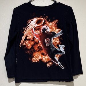 Kids 10/12 Black Football Graphic Long Sleeve Shirt
